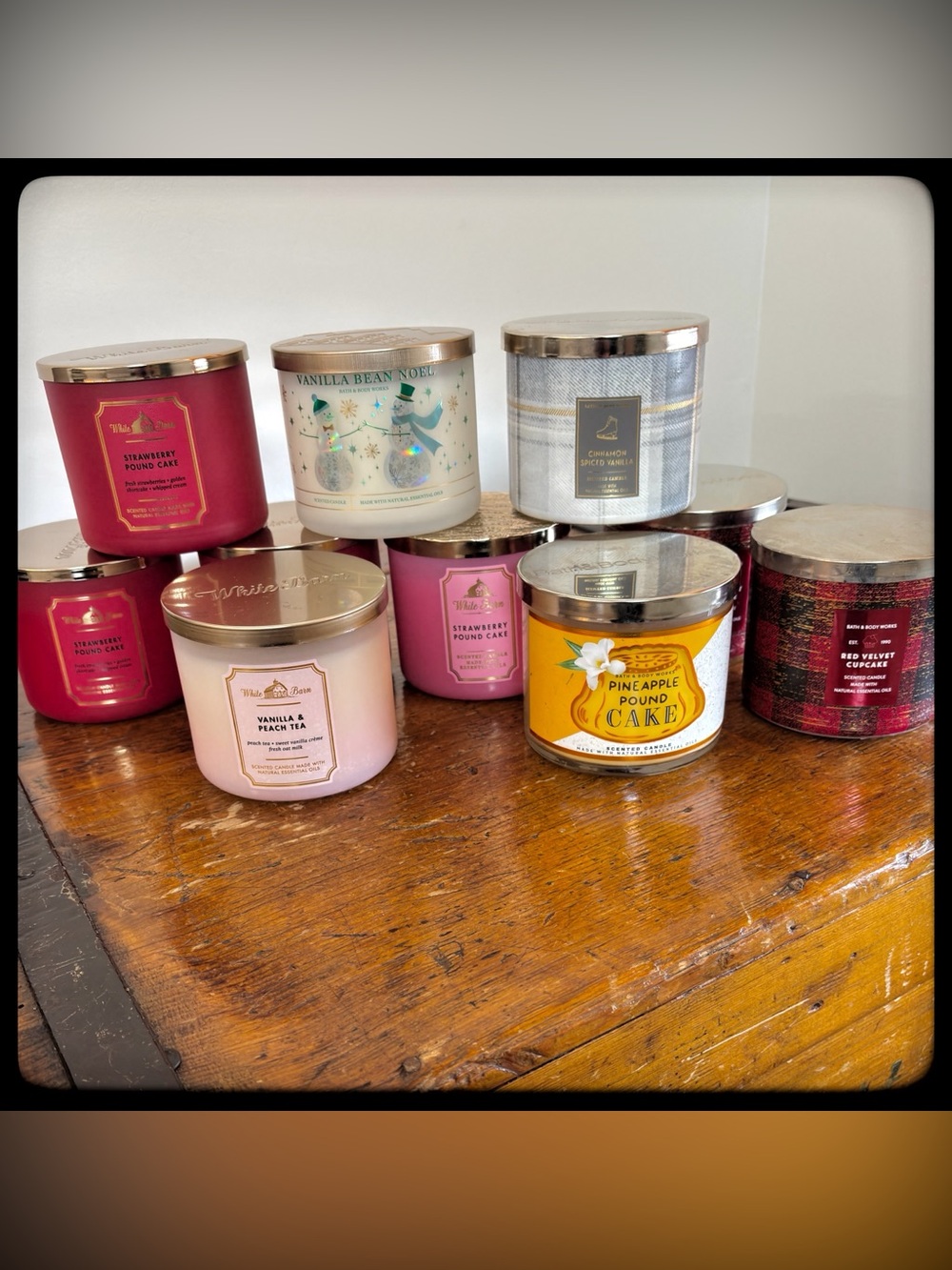 Bath & Body -White Barn Three-Wick Scented Candle Collection LOT 10